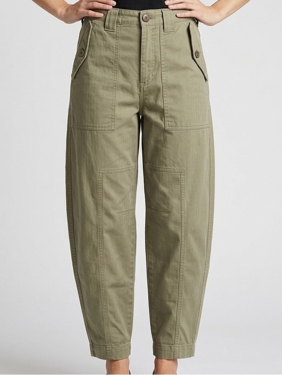 Banana Republic Pants - Banana Republic Barrel Leg Utility Cargo Ankle Crop Pants in Olive Green 2P